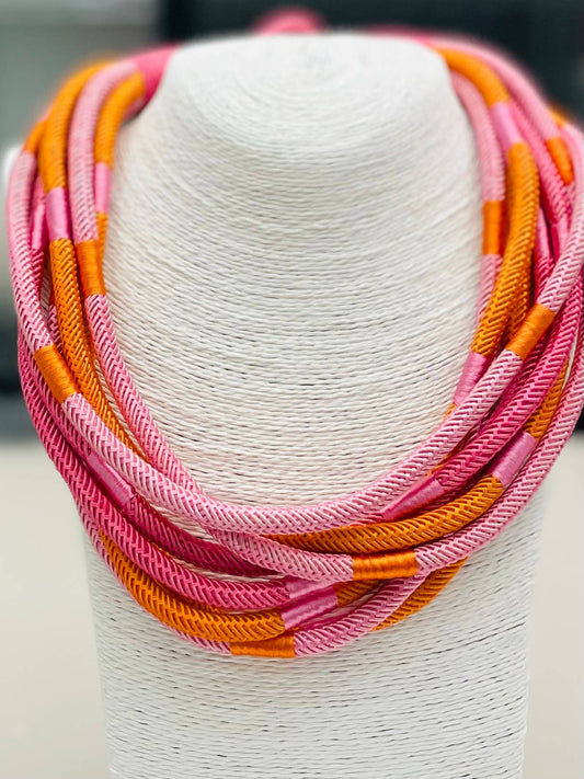 Slub 8-Strand Necklace (pink multi) NK267
