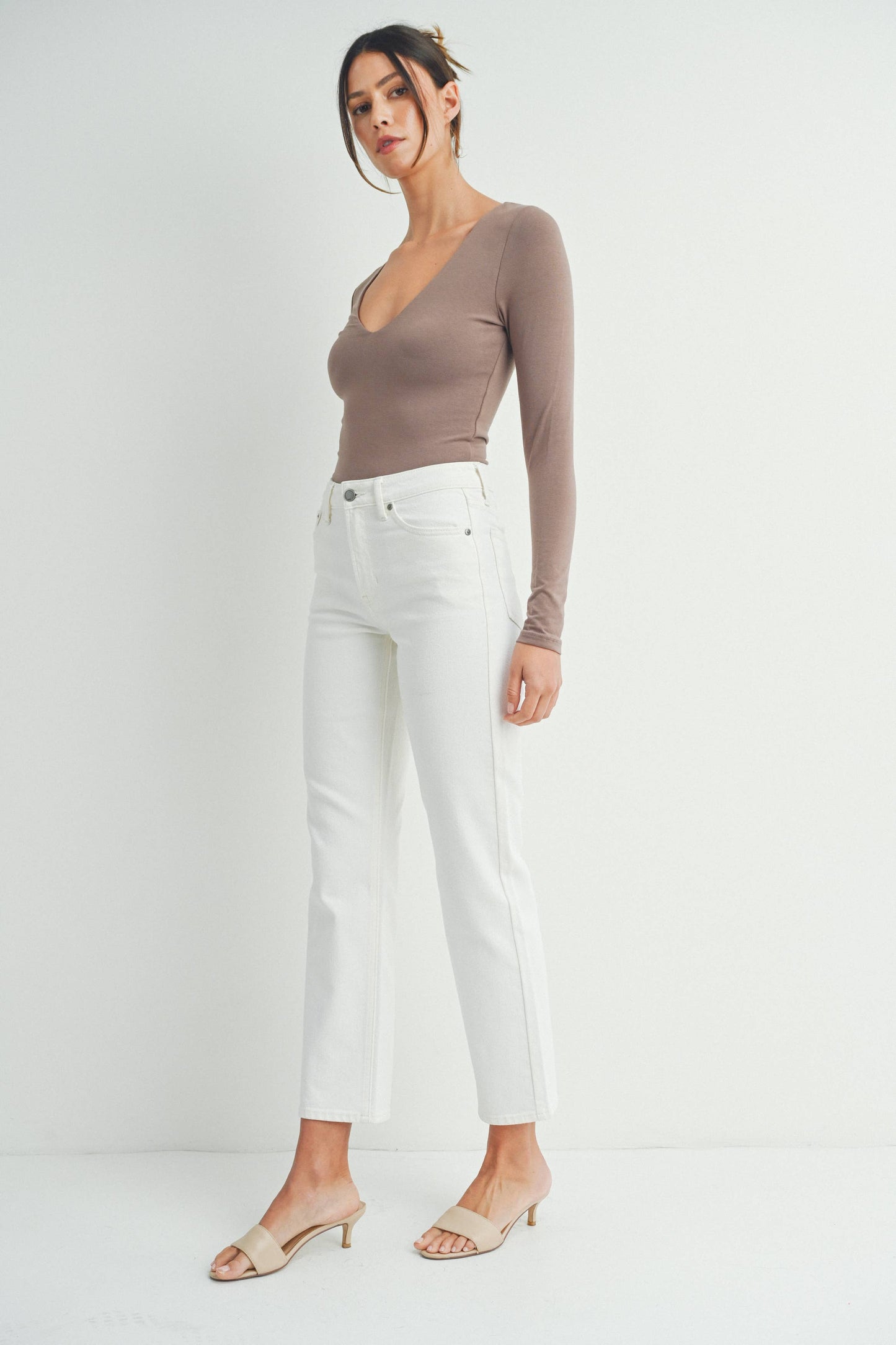 Clean Stretch Straight Pants | Cream