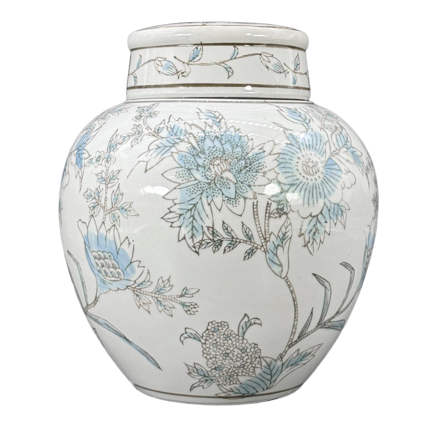 Classic  Floral Ceramic Ginger Jar 10"