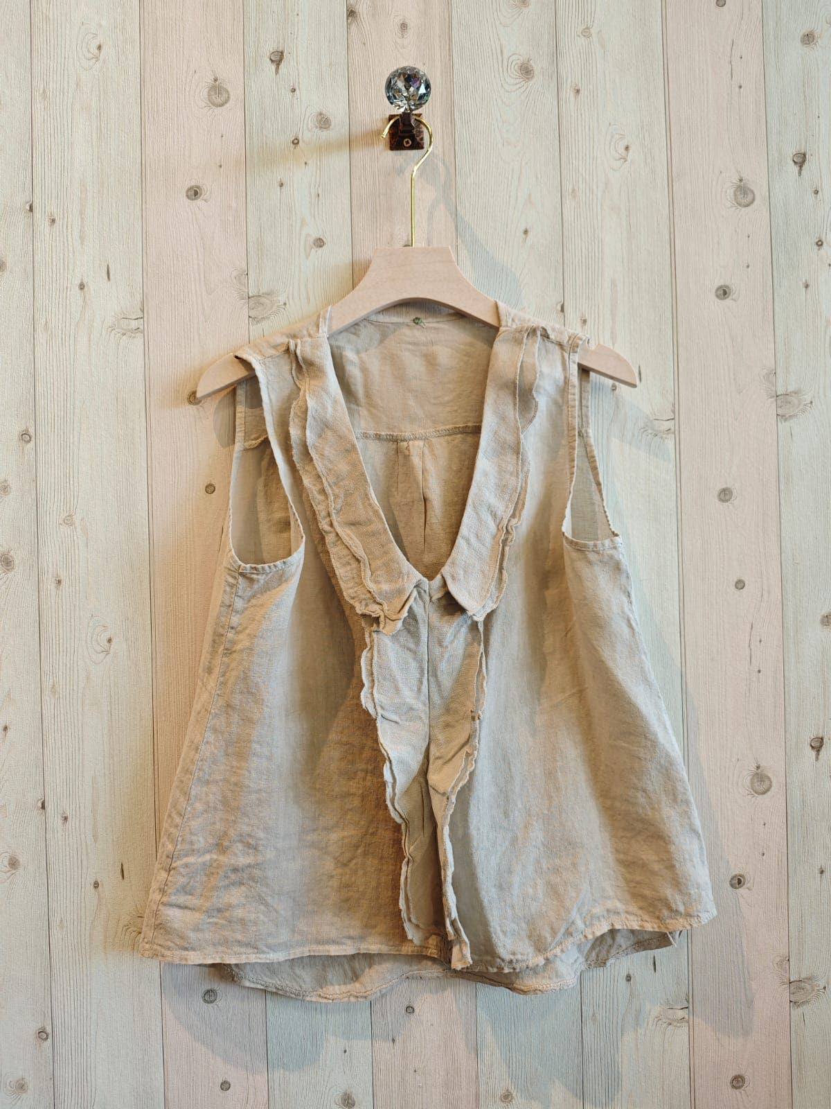 REF 17461 100% LINEN RUFFLE T-SHIRT