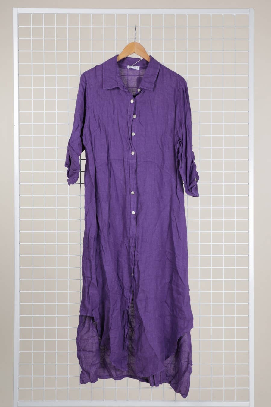 Long shirt dress 68036 100% LINEN