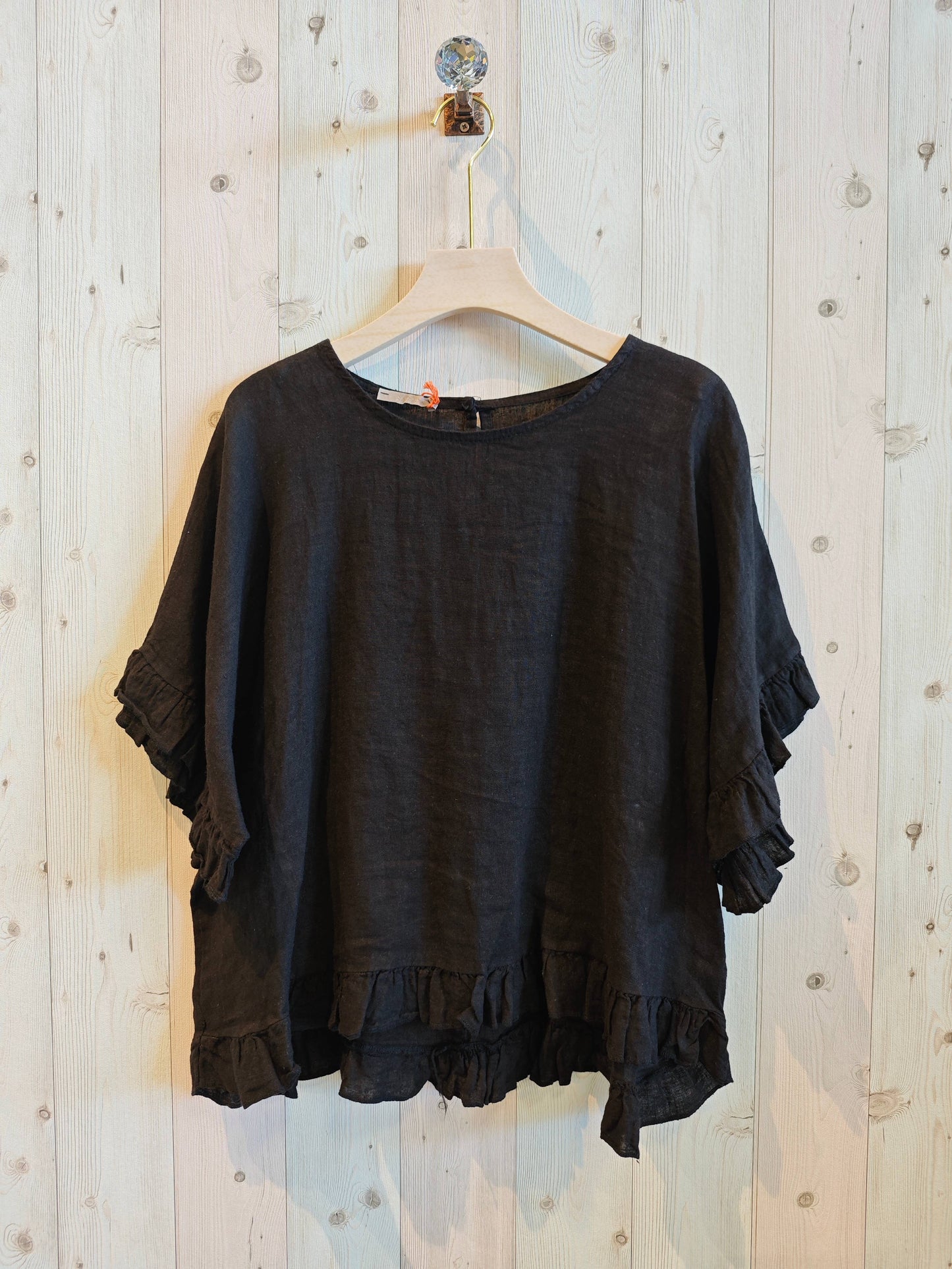 REF 10740 100% LINEN RUFFLE BLOUSE