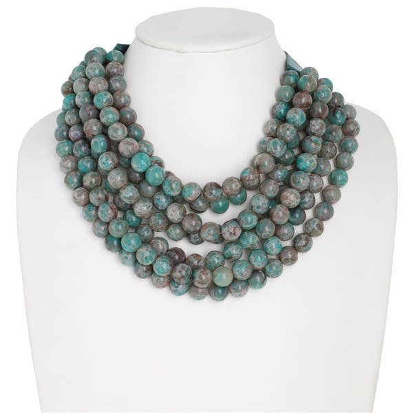 BOHEMIAN LEATHER SNAP BACK BEADED NECKLACE N13058