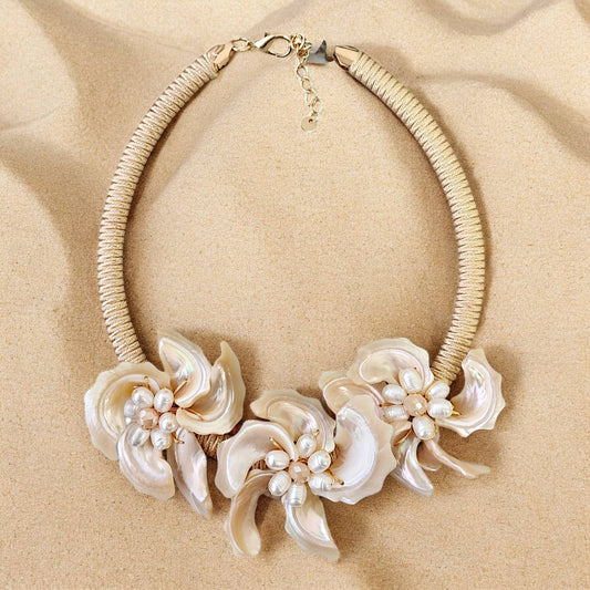 Seashell Necklace | Mocha Mousse | Floral | Beach | Boho |