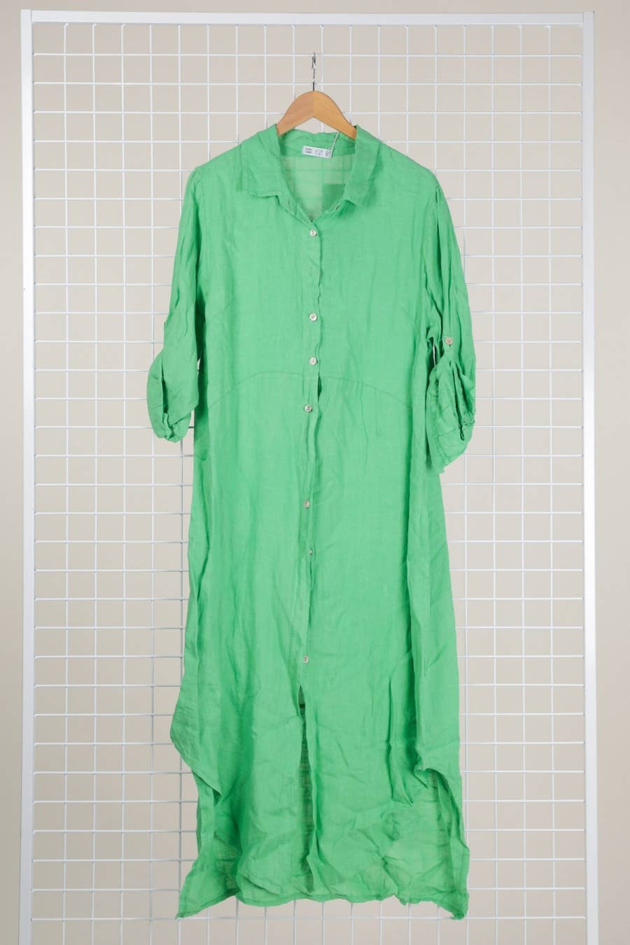 Long shirt dress 68036 100% LINEN