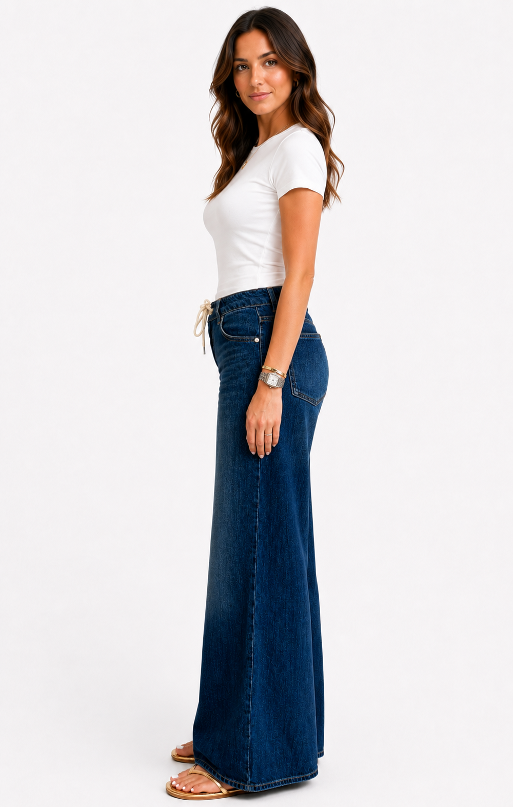 32" Baggy Wide Leg Jean w Drawstring