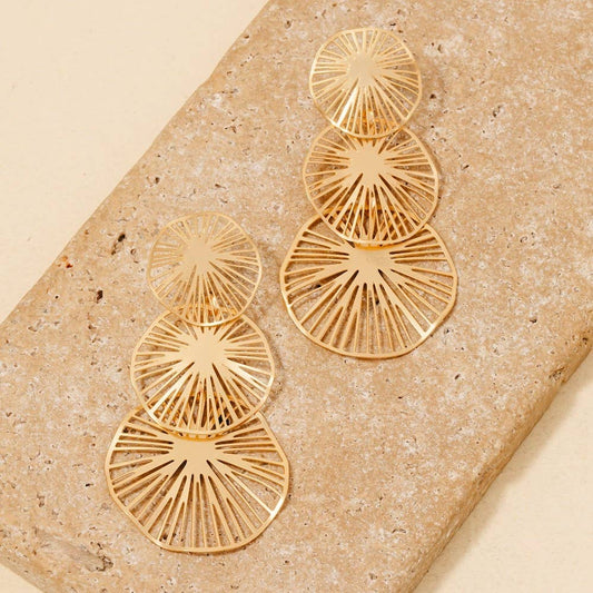 Triple Intricate Discs Dangle Earrings