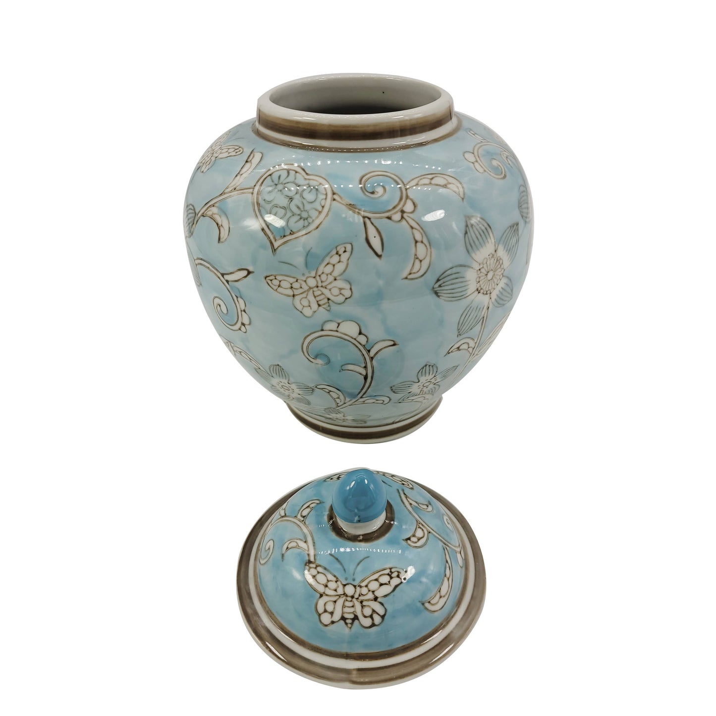 Classic  Floral Ceramic Ginger Jar 10"