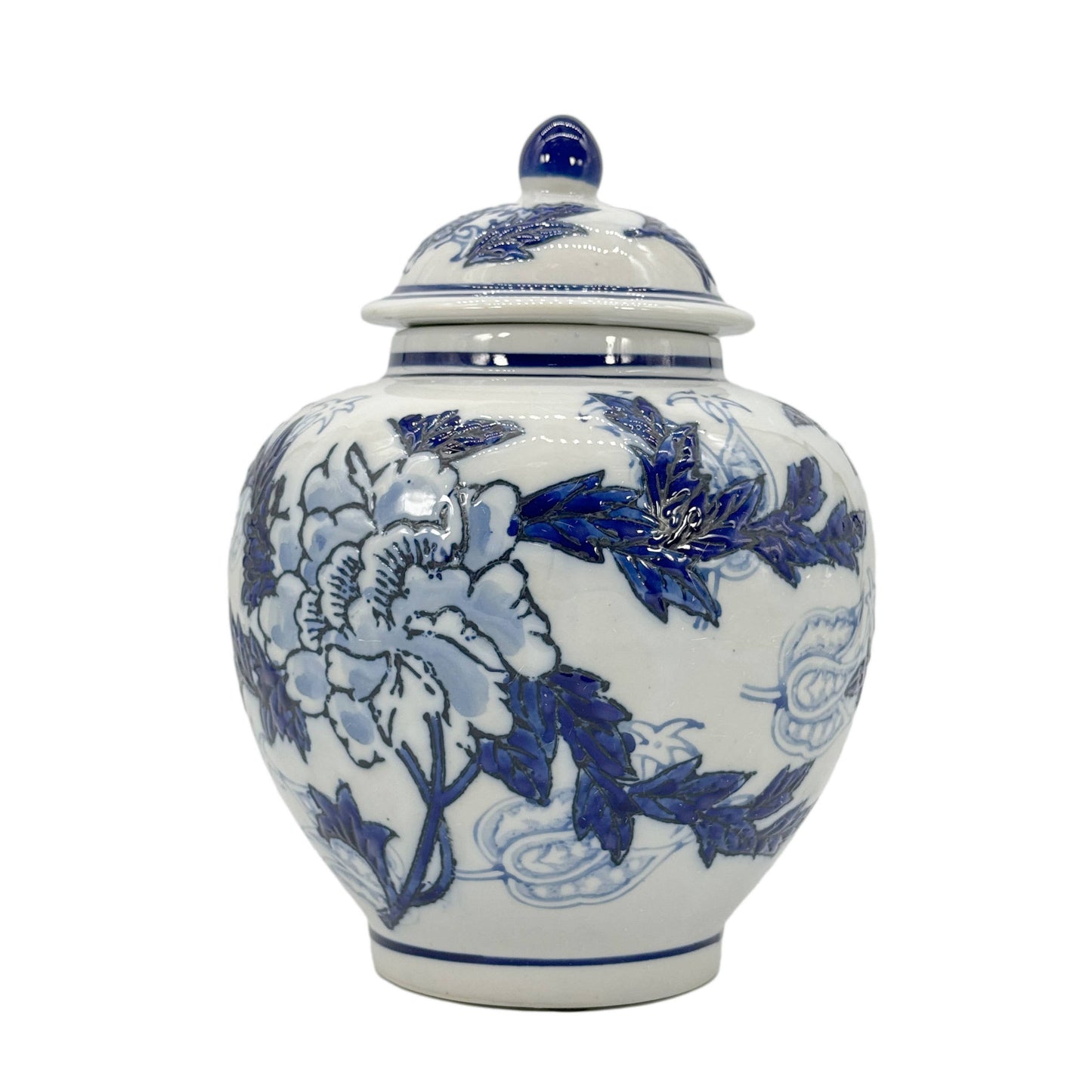 Classic  Floral Ceramic Ginger Jar 10"