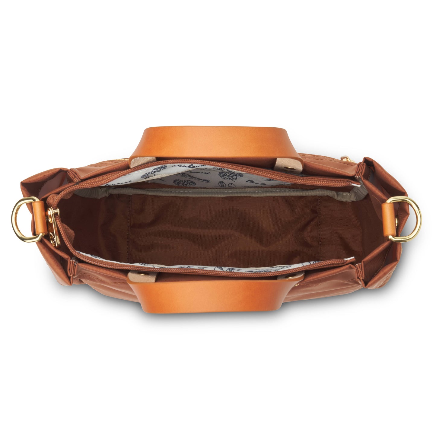 "Joey" Cognac Nylon Tote with Leather Accents