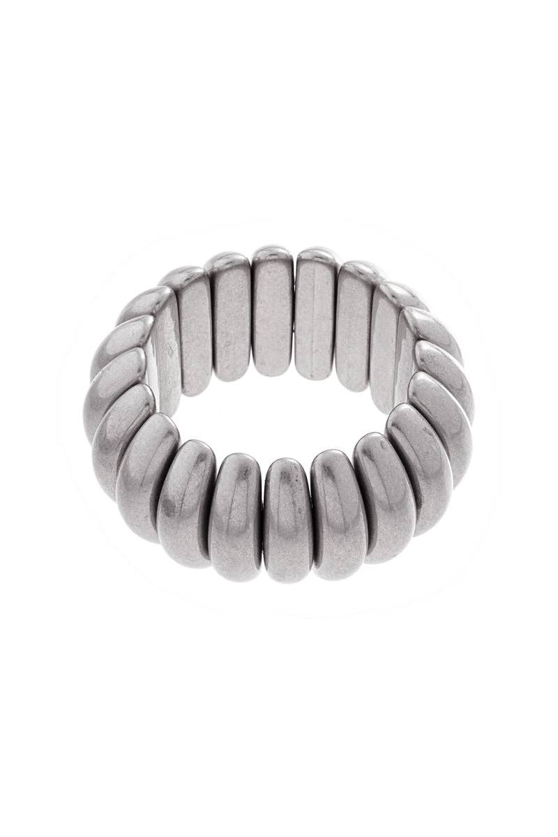 Vintage Metal Domed Shaped Ccb Stretch Bracelet