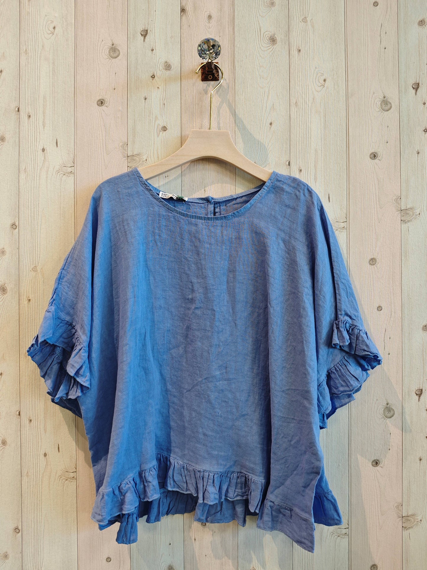 REF 10740 100% LINEN RUFFLE BLOUSE