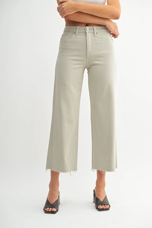 DP683 - OLIVE - Slim Wide Leg