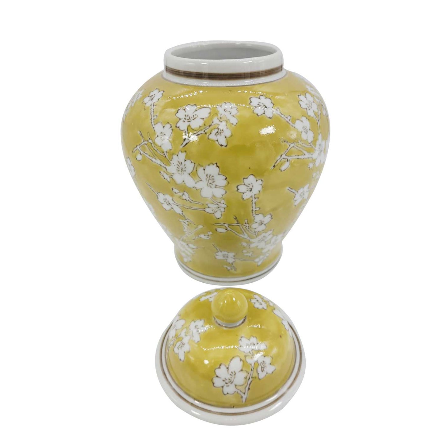 Floral Chinoiserie Ceramic Ginger Jar 12"