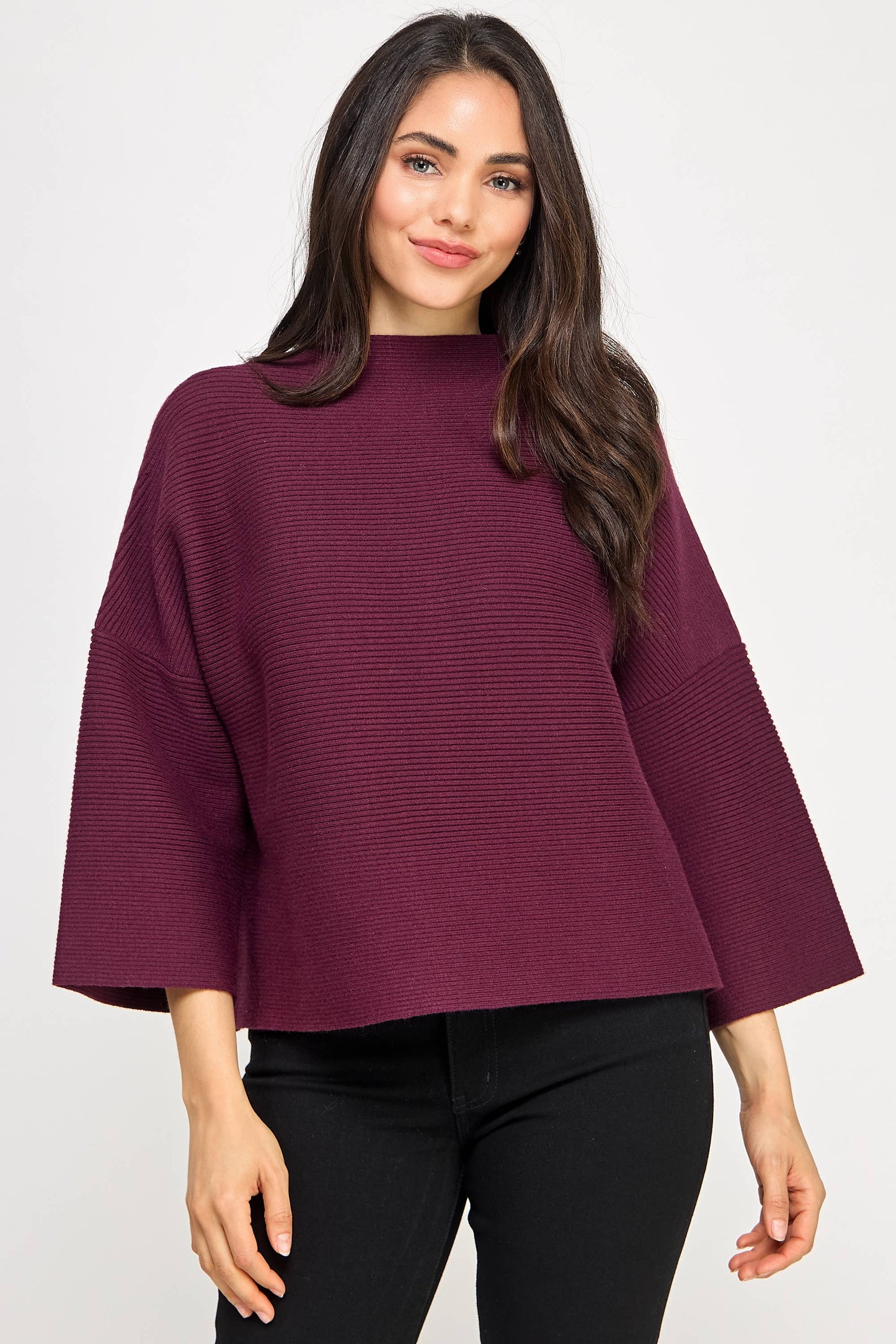 JT-5002-6 NOT YOUR CASUAL TOP-MERLOT