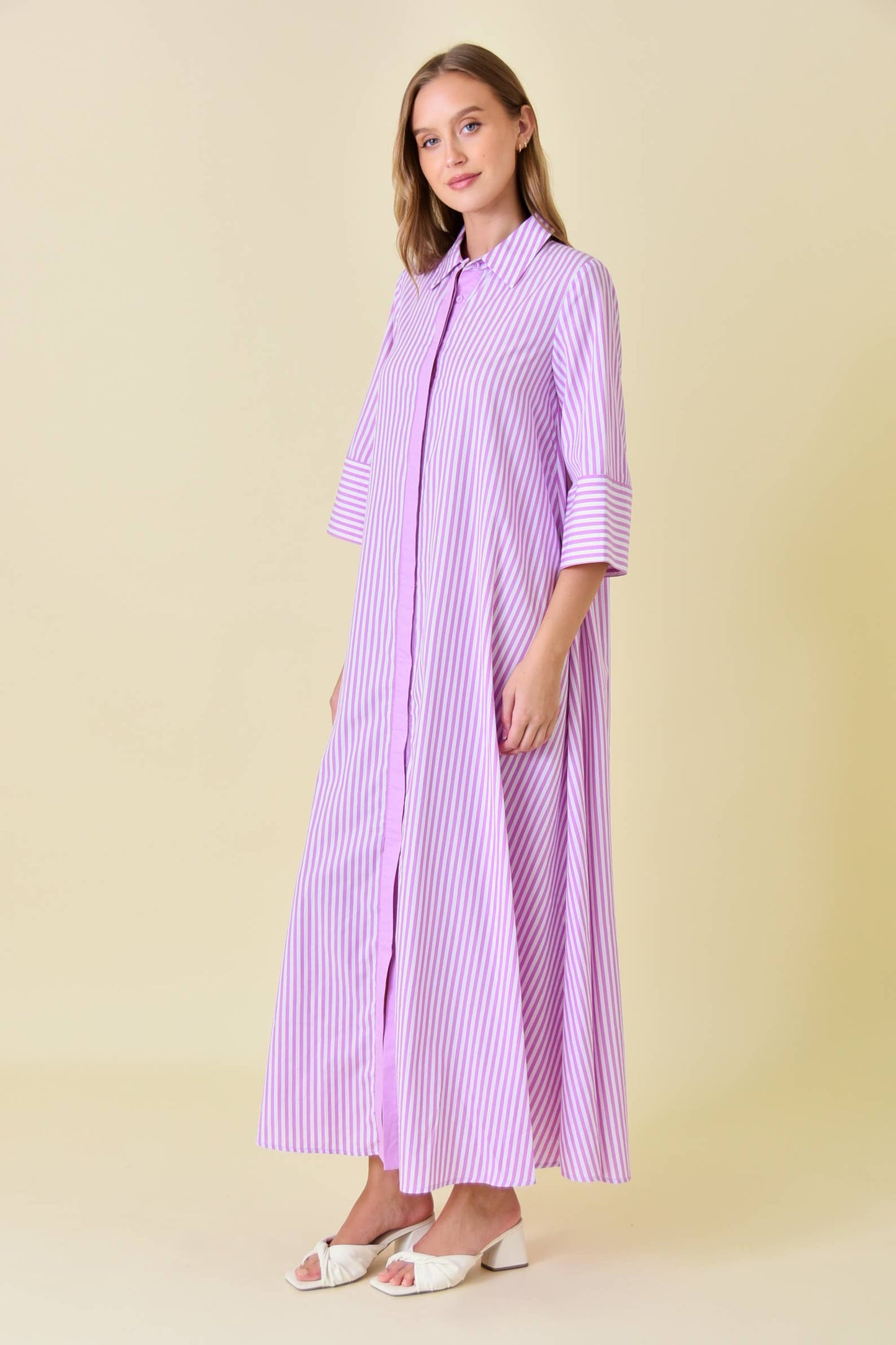 STRIPED MAXI SHIRT DRESS