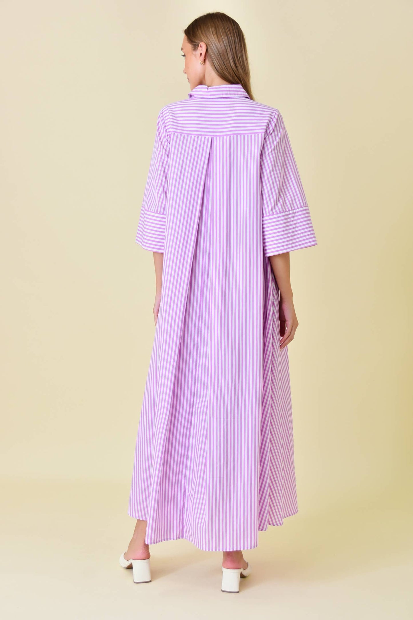 STRIPED MAXI SHIRT DRESS