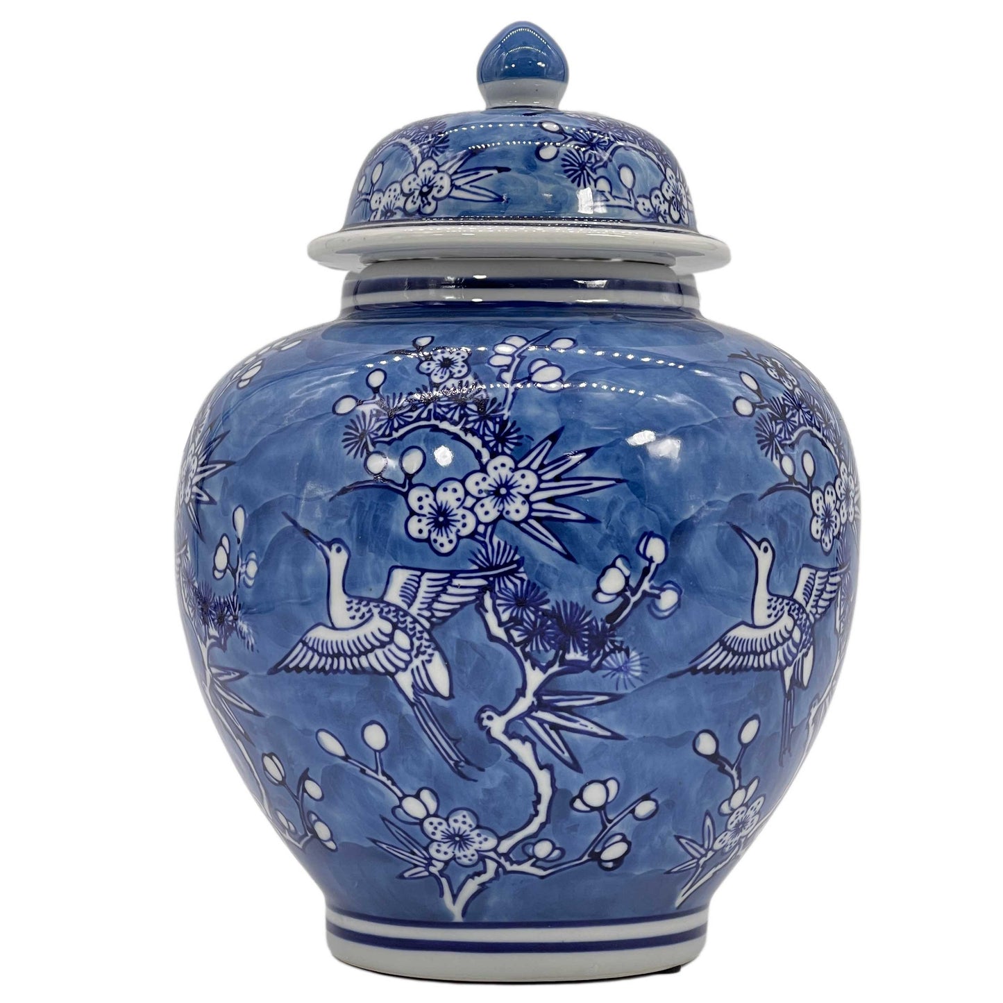 Classic  Floral Ceramic Ginger Jar 10"