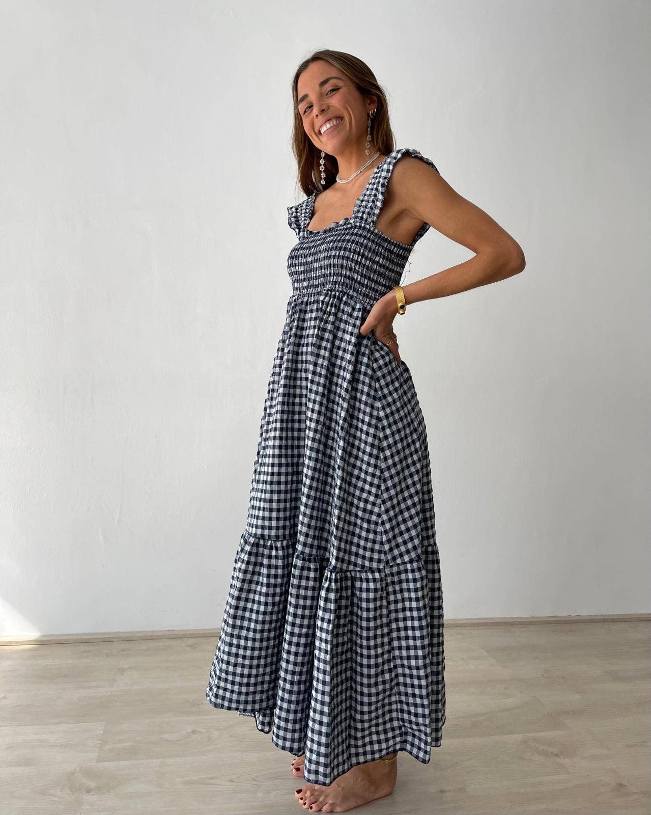 Amaia Navy Gingham Dress
