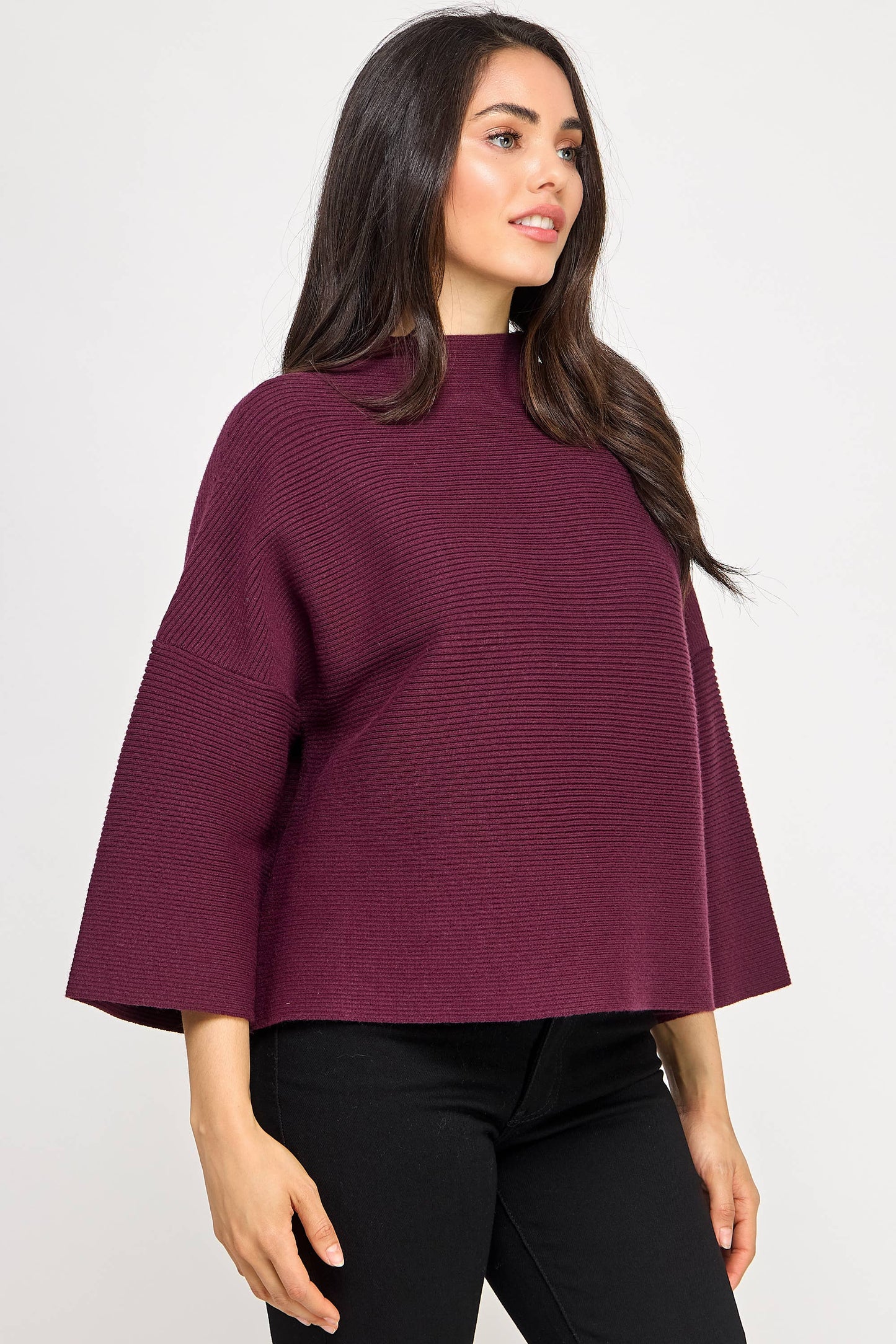 JT-5002-6 NOT YOUR CASUAL TOP-MERLOT