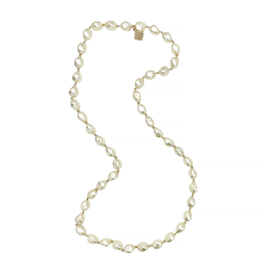 Long Pearl Bead Nugget Necklace