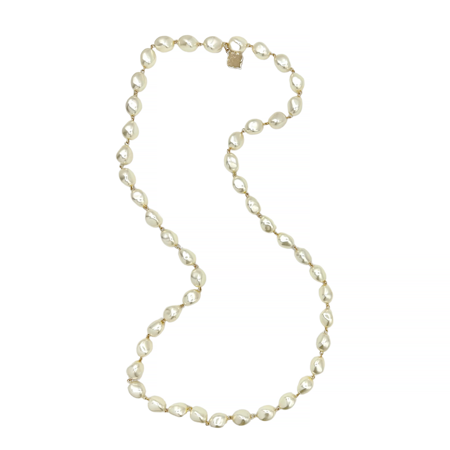 Long Pearl Bead Nugget Necklace