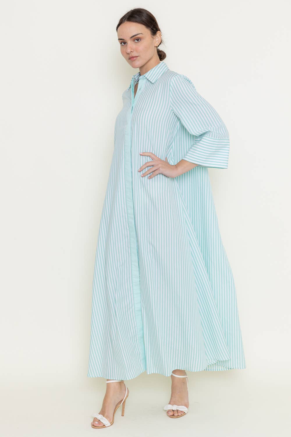 STRIPED MAXI SHIRT DRESS