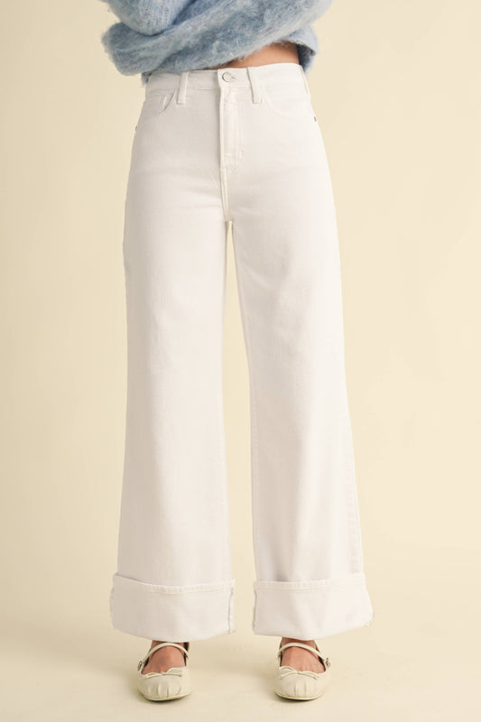 Cuffed White Denim