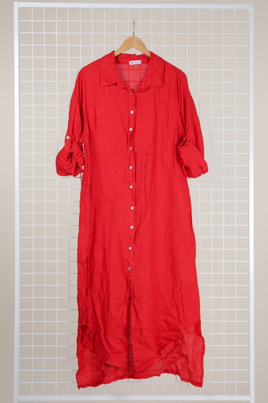 Long shirt dress 68036 100% LINEN