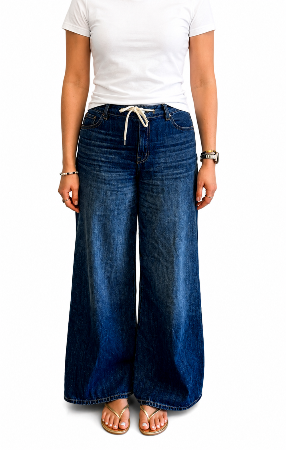 32" Baggy Wide Leg Jean w Drawstring