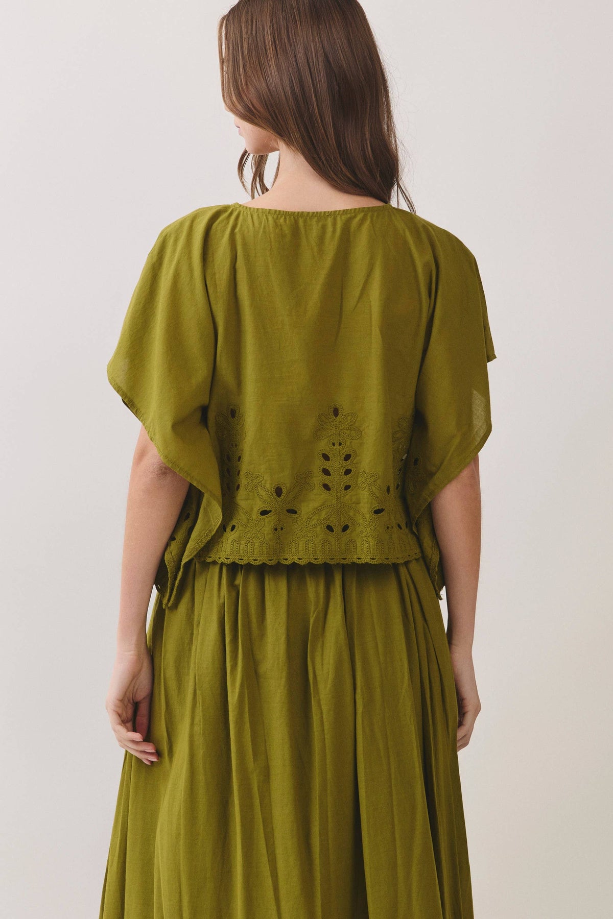 Eyelet Flutter Sleeve Top