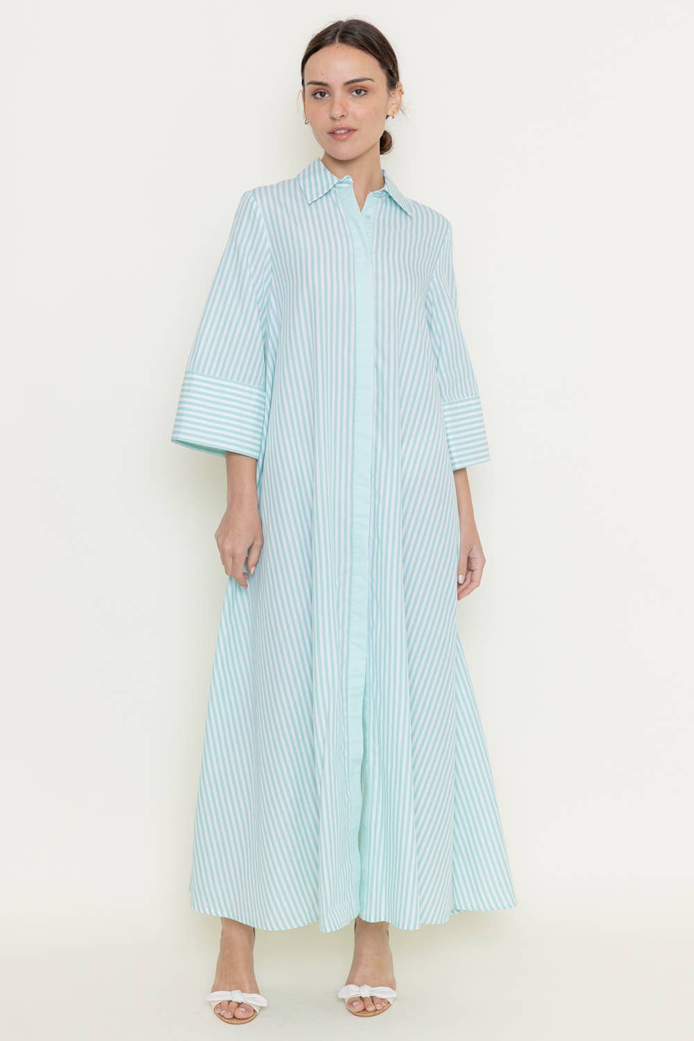 STRIPED MAXI SHIRT DRESS