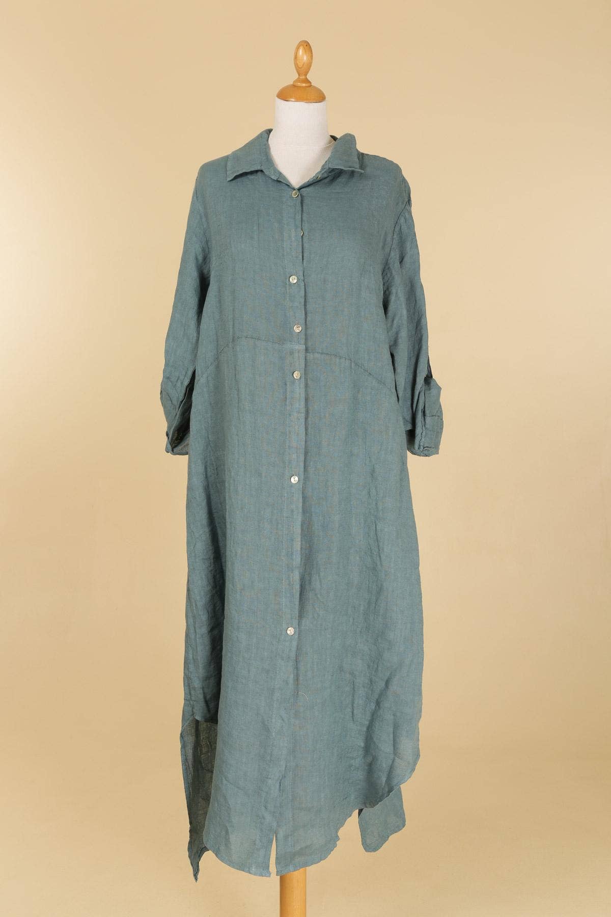 Long shirt dress 68036 100% LINEN