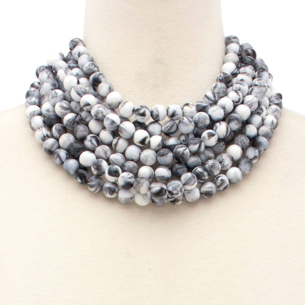 BOHEMIAN LEATHER SNAP BACK BEADED NECKLACE N13058