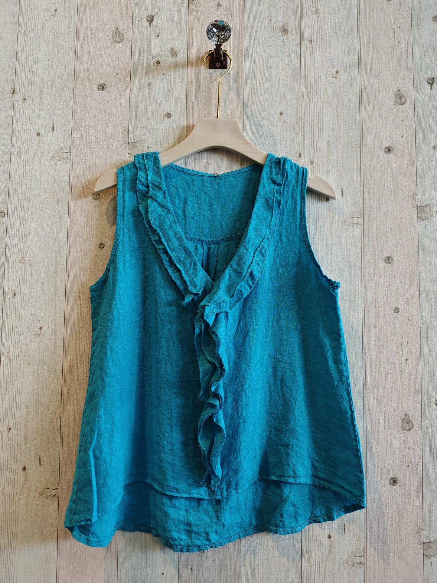 REF 17461 100% LINEN RUFFLE T-SHIRT