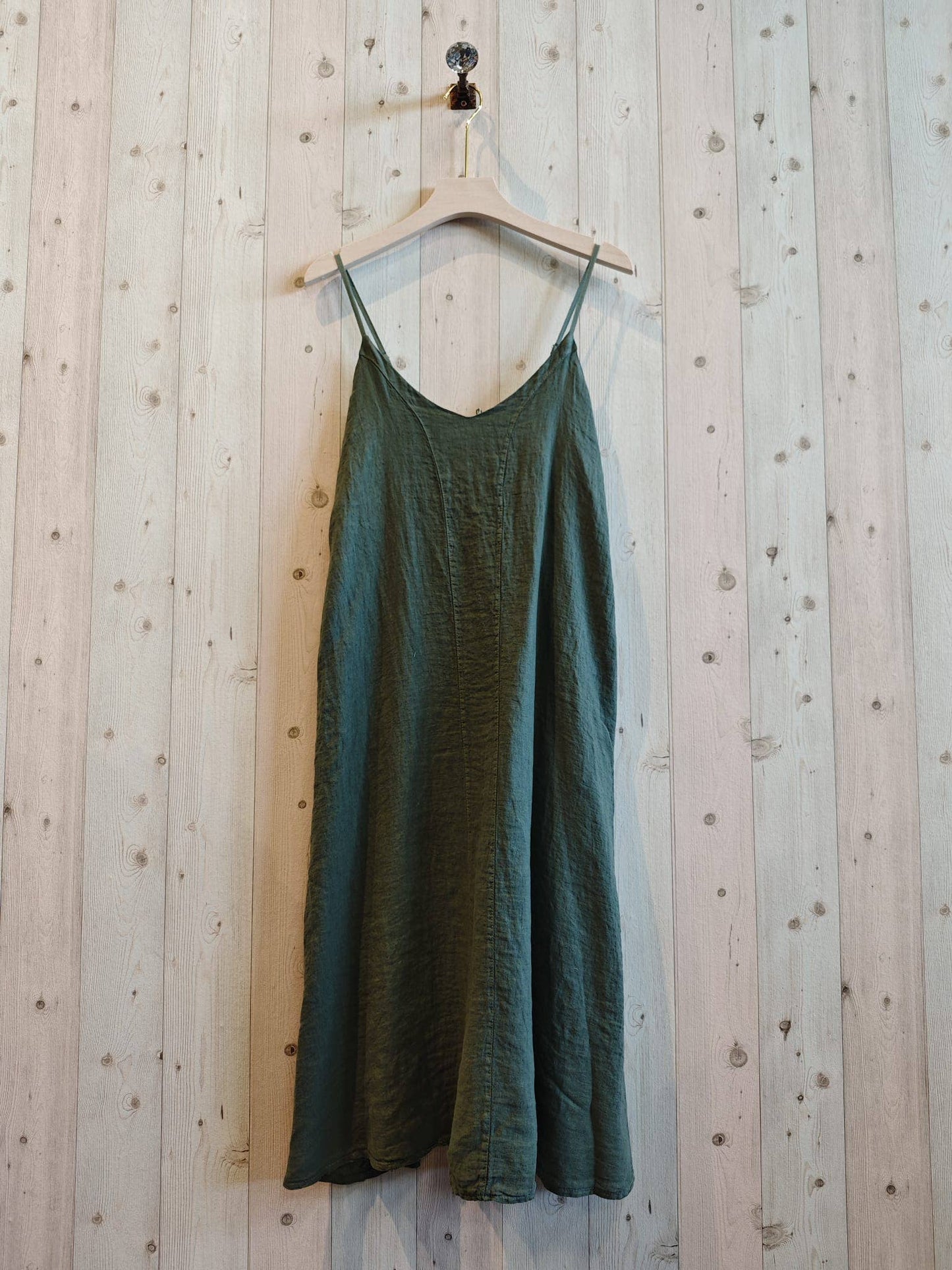 REF 18017 100% LINEN STRAP DRESS