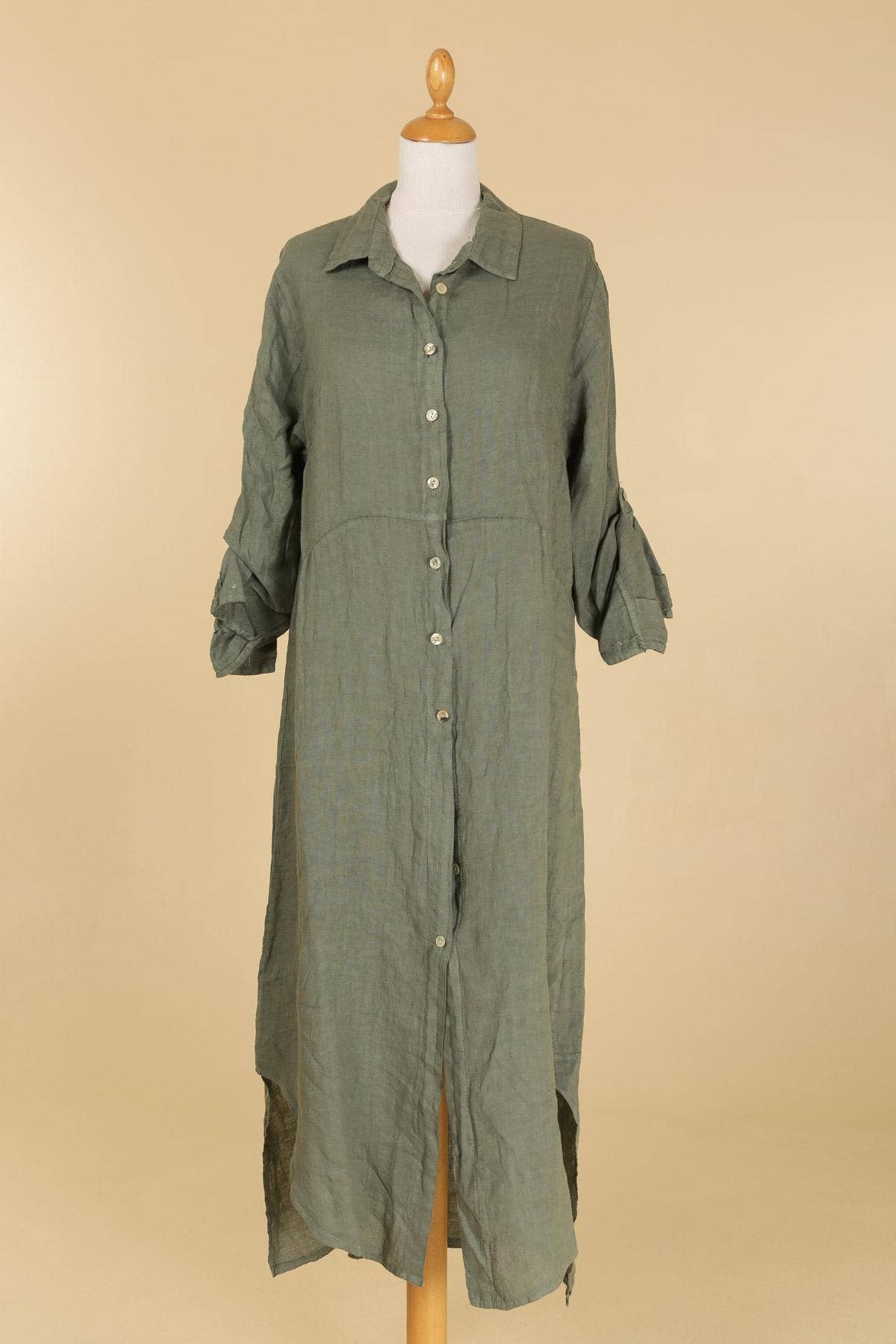 Long shirt dress 68036 100% LINEN