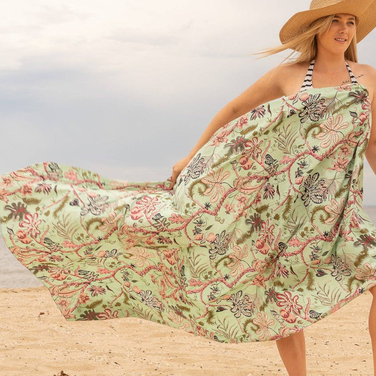 Green Florals Sarong