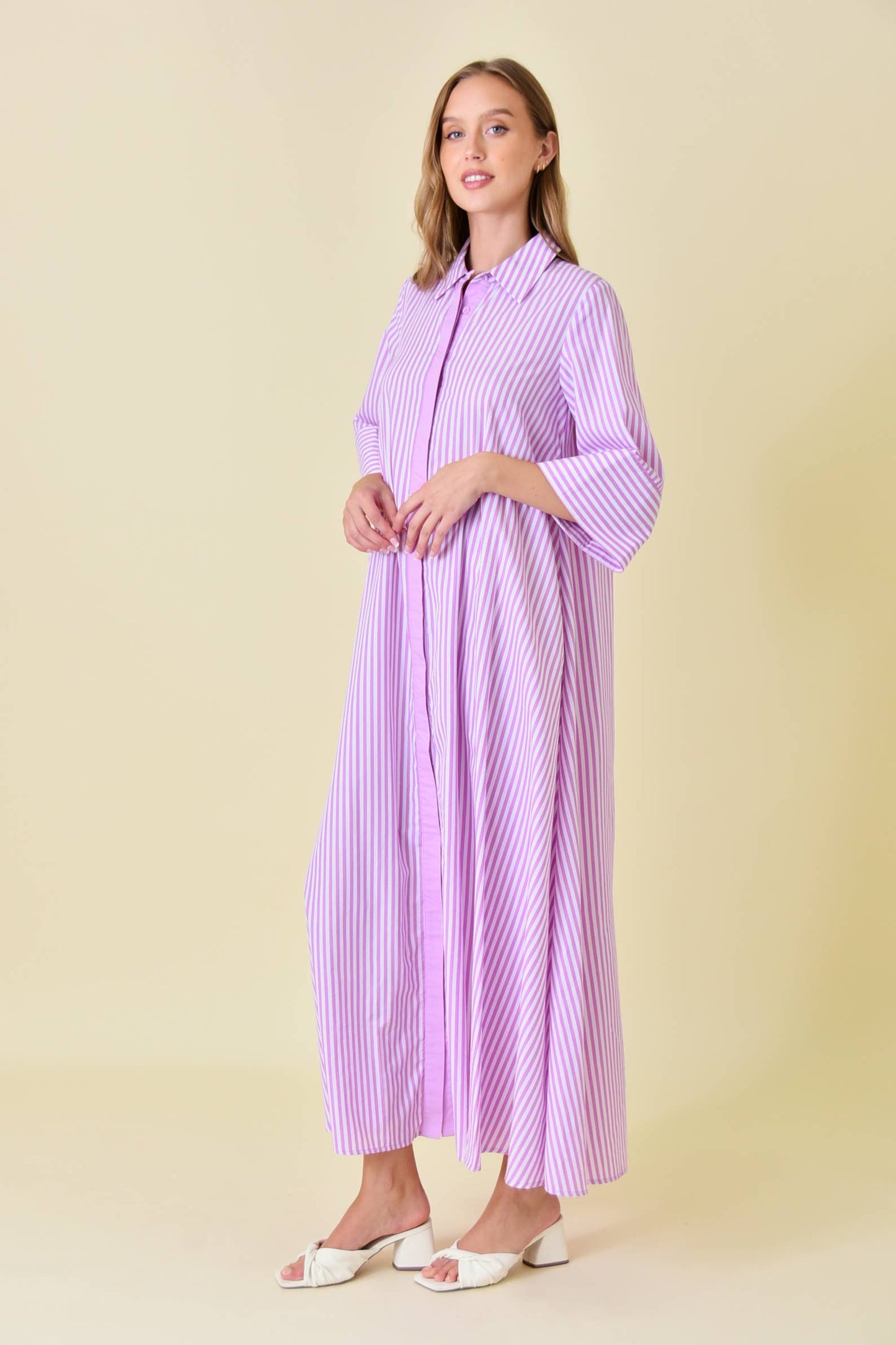 STRIPED MAXI SHIRT DRESS