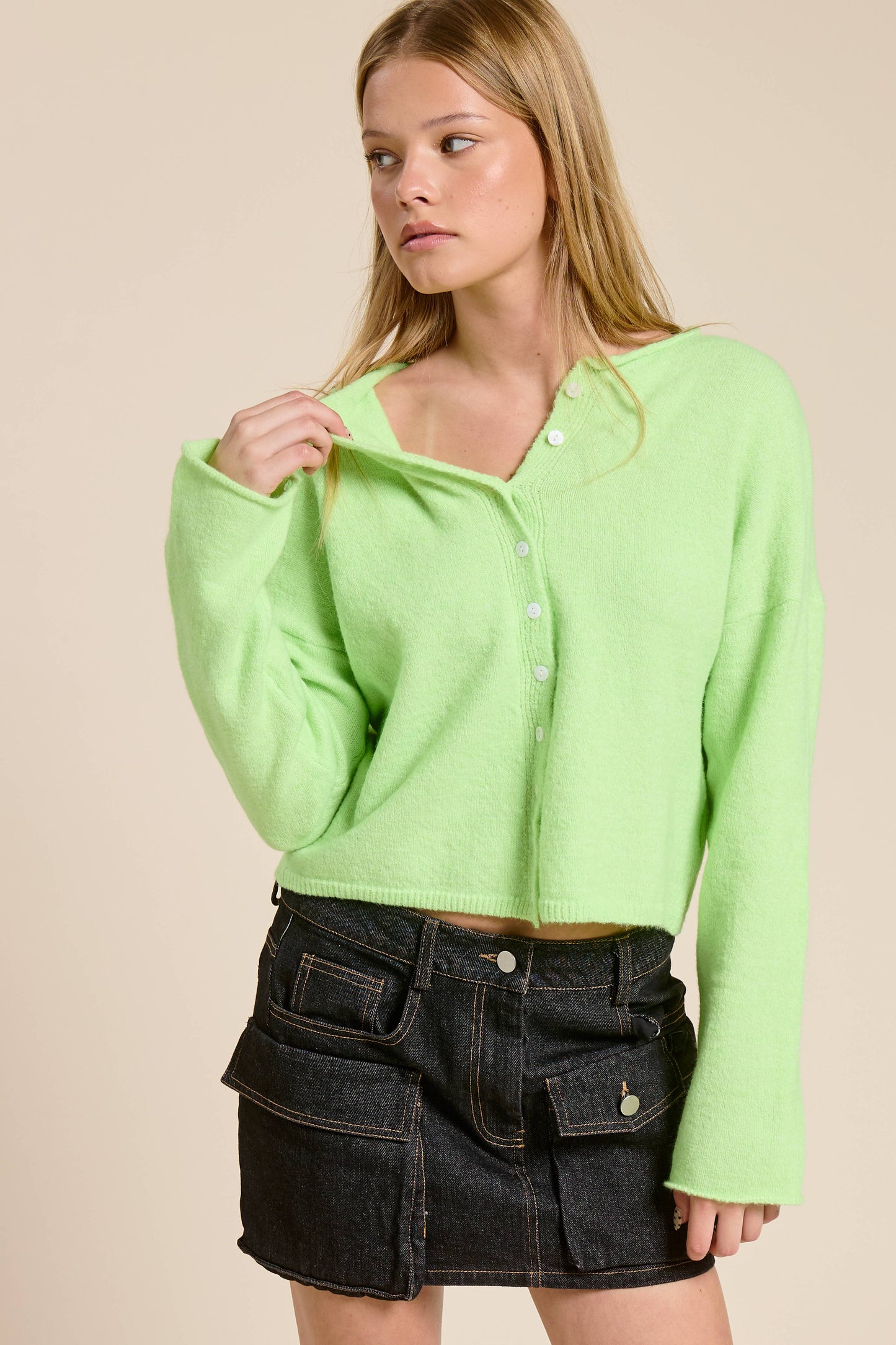 Essential Button Down Cardigan Top