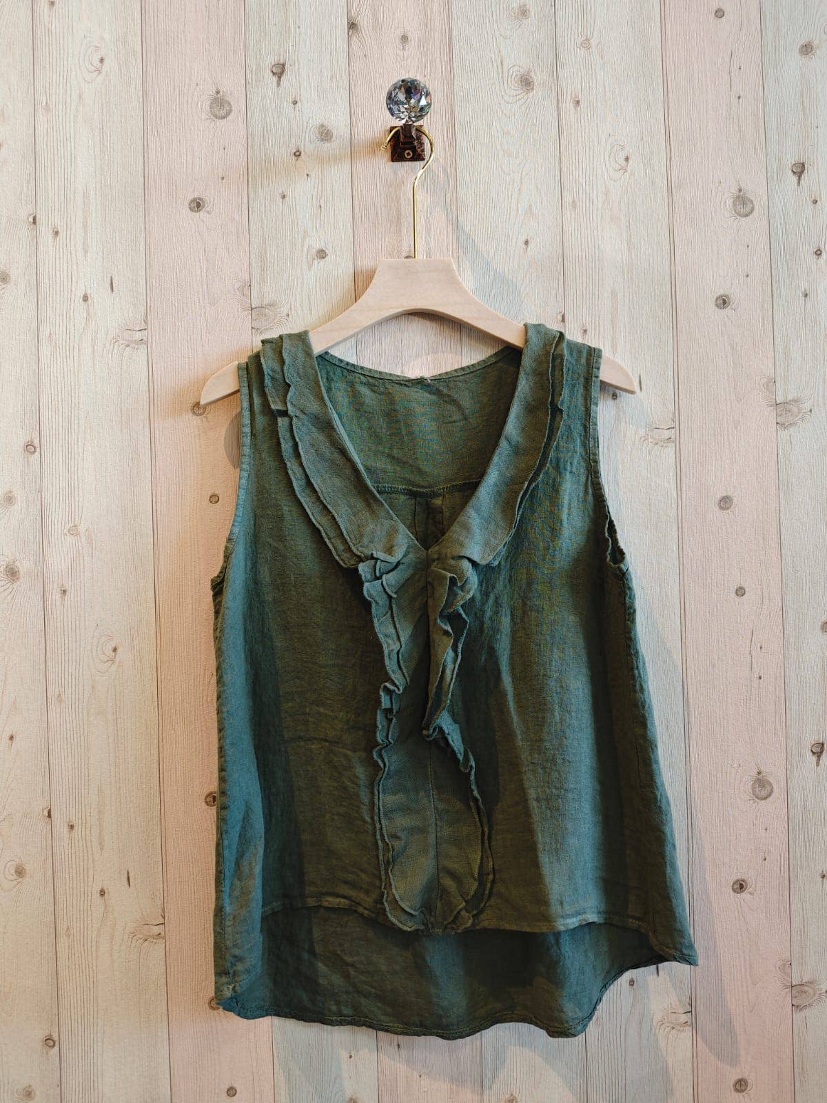 REF 17461 100% LINEN RUFFLE T-SHIRT