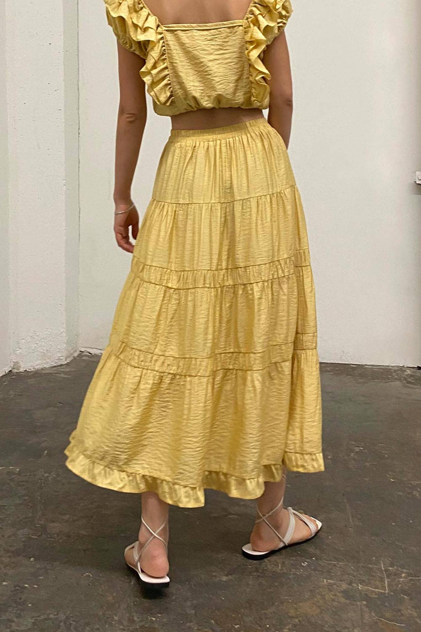 TIERED MIDI SKIRT
