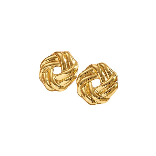 Woven Gold Stud Earrings