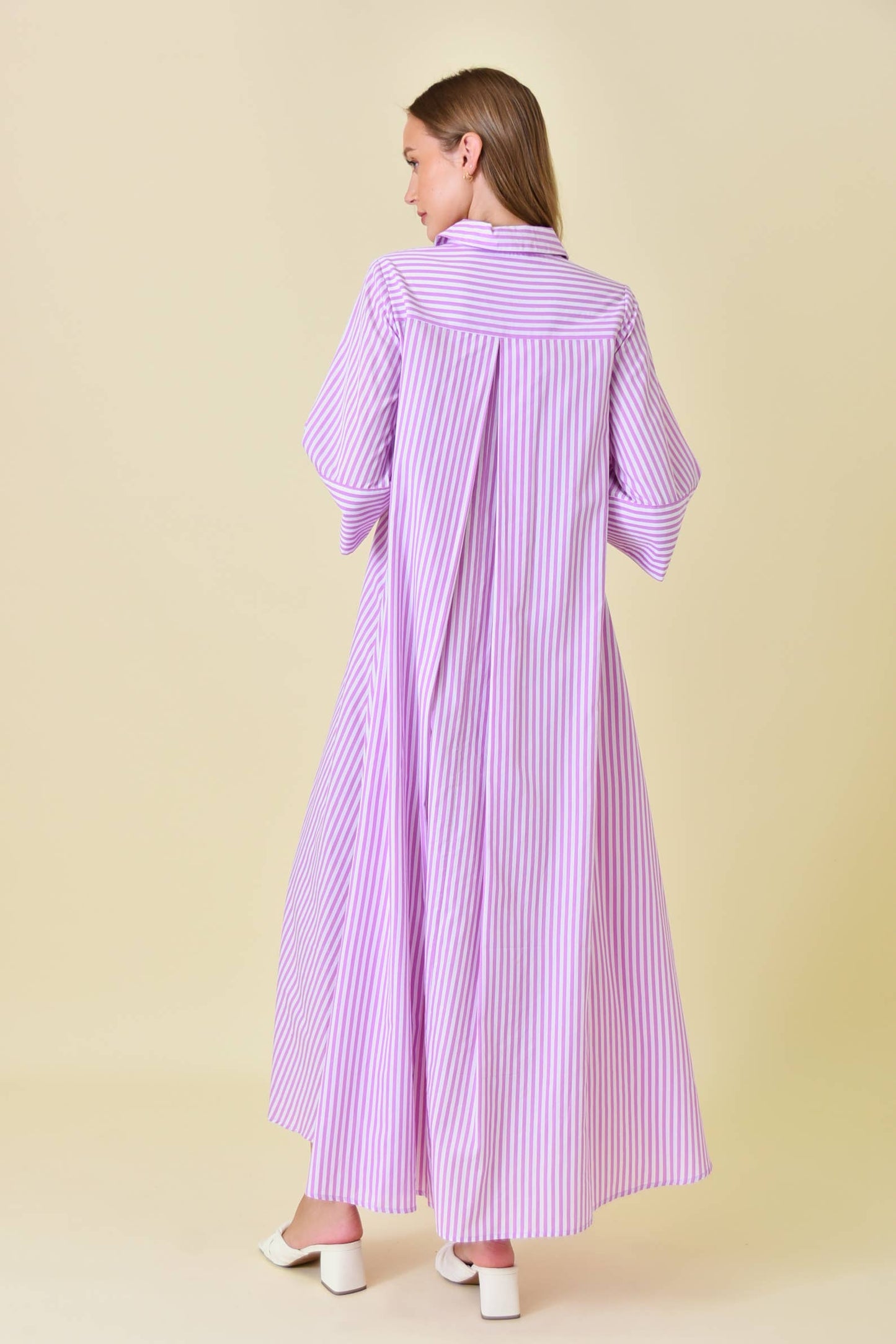STRIPED MAXI SHIRT DRESS