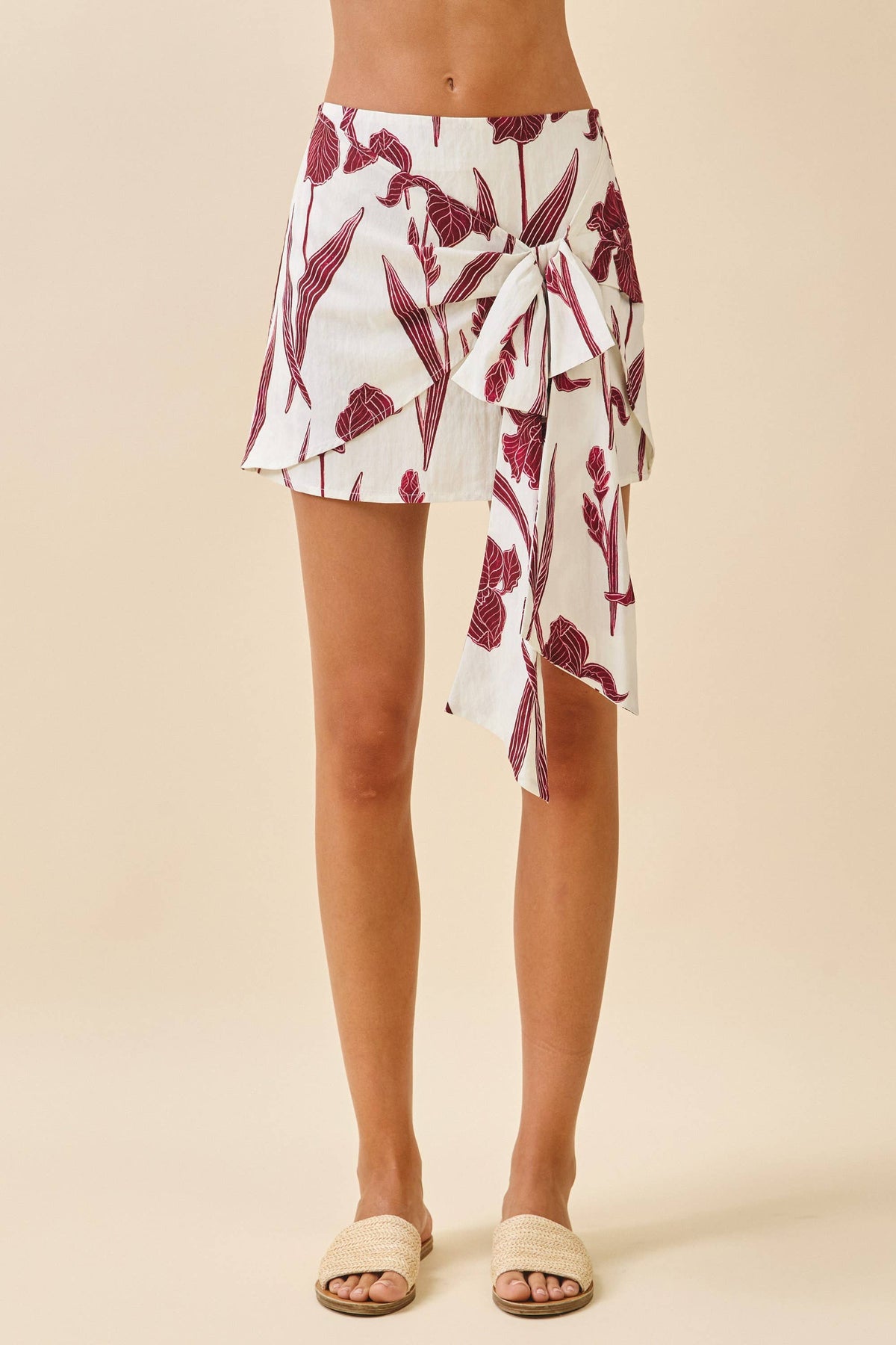 Floral Asymmetrical Mini Skirt