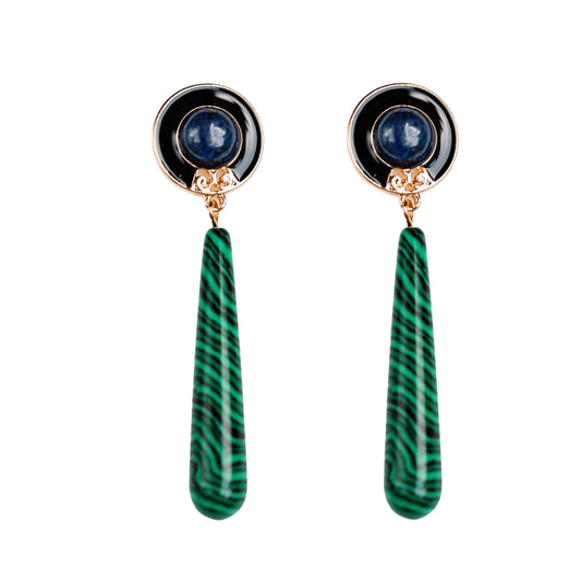 Lapis and Malachite Earrings