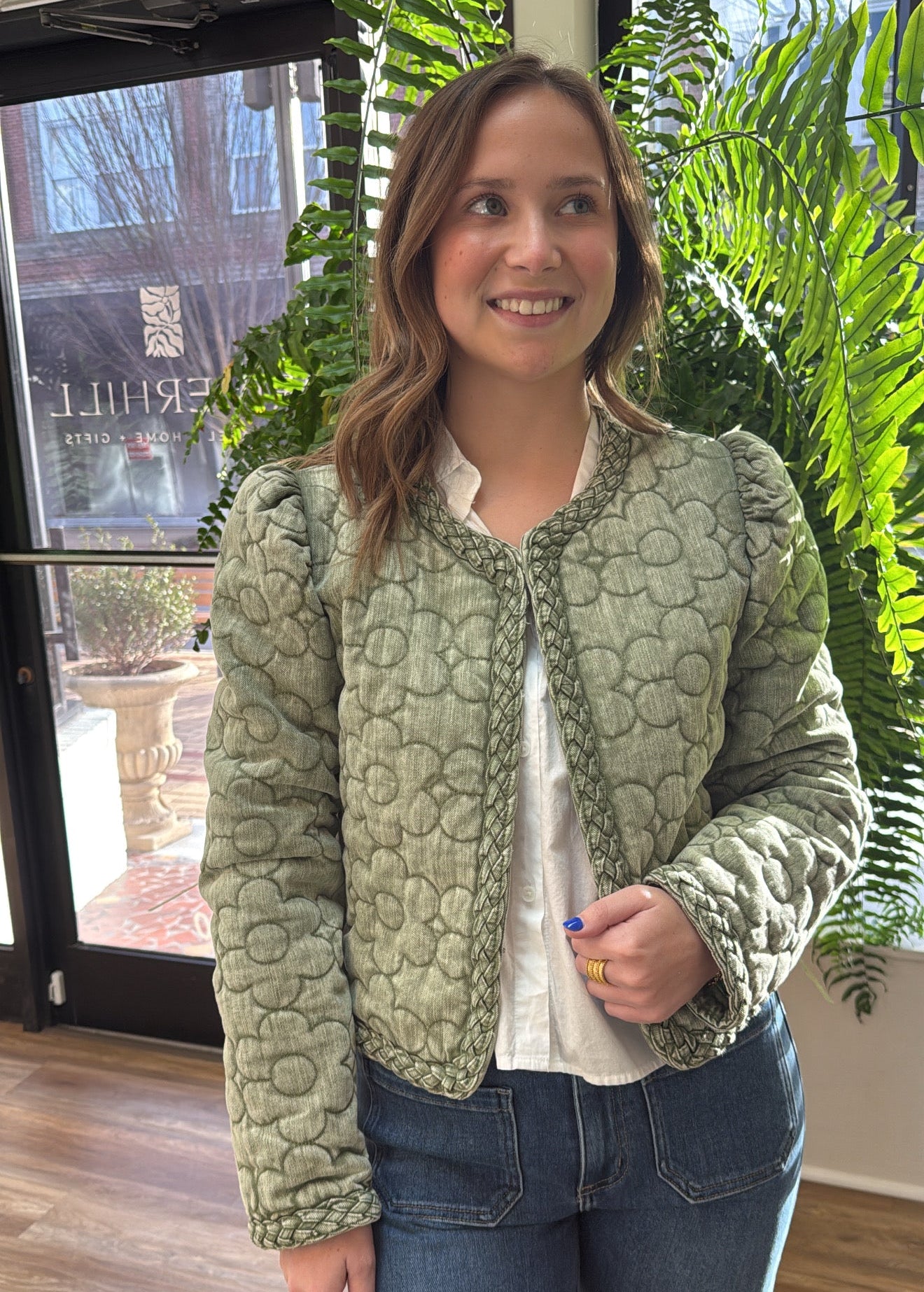 Denim Floral Jacket