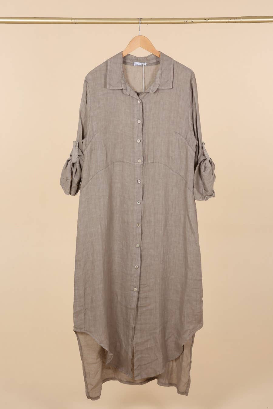 Long shirt dress 68036 100% LINEN