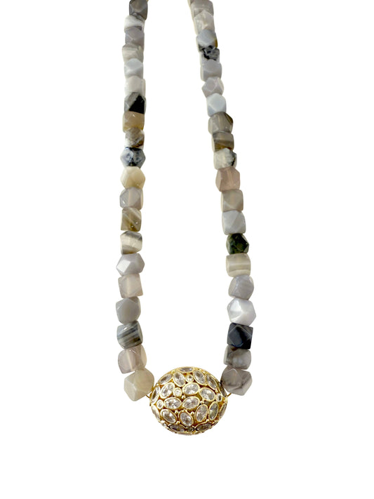 Chelsie Beaded Necklace | Gray Quartz