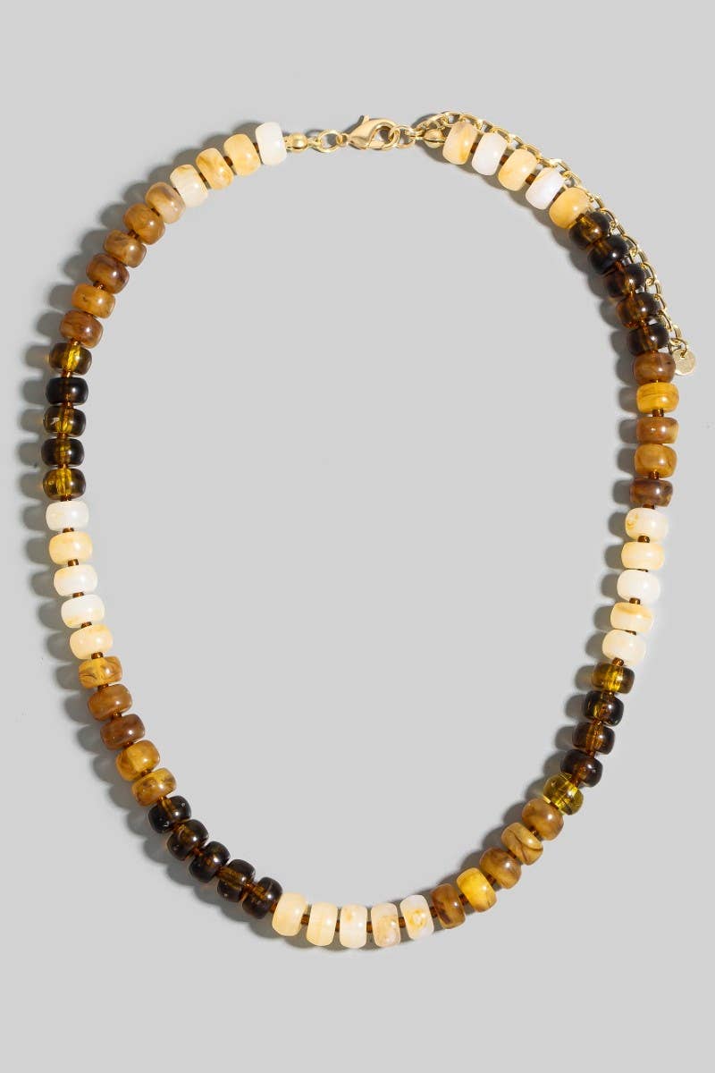 Round Marble Resin Beaded Necklace